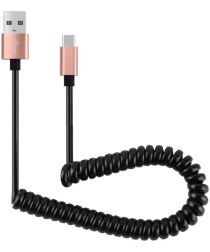 Geen Universele Rekbare USB-C Krulsnoer Kabel 90 Centimeter Roze