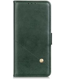 Geen Samsung Galaxy A72 Hoesje Wallet Book Case Kunst Leer Groen