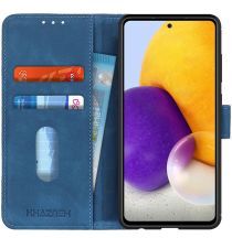 KHAZNEH Samsung Galaxy A72 Hoesje Retro Wallet Book Case Blauw