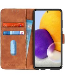 KHAZNEH Samsung Galaxy A72 Hoesje Retro Wallet Book Case Bruin