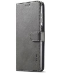 Geen LC.IMEEKE Samsung Galaxy A12 Hoesje Book Case Kunst Leer Grijs