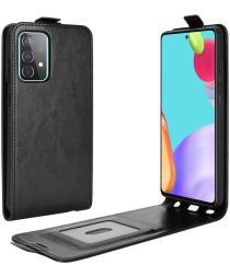 Geen Samsung Galaxy A52 / A52S Hoesje Verticale Flip Wallet Case Kunstleer Zwart