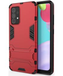 Geen Samsung Galaxy A52 / A52S Hoesje Shock Proof Back Cover Met Kickstand Rood