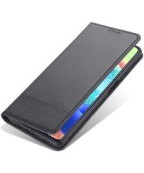 AZNS Samsung Galaxy A12 Hoesje Book Case Kunst Leer Zwart