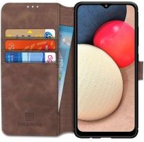 Geen DG Ming Samsung Galaxy A02s Hoesje Retro Wallet Book Case Coffee