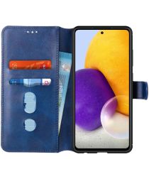 Geen Samsung Galaxy A72 Hoesje Portemonnee Retro Book Case Blauw