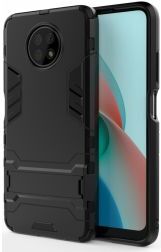 Geen Xiaomi Redmi Note 9T Hoesje Hybride Back Cover met Kickstand Zwart