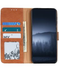 Geen Xiaomi Redmi Note 9T Hoesje Retro Wallet Book Case Bruin