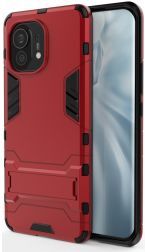 Geen Xiaomi Mi 11 Hoesje Hybride Back Cover met Kickstand Rood