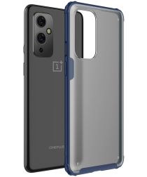 Geen OnePlus 9 Hoesje TPU Hybride Back Cover Mat Transparant Blauw