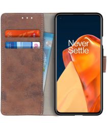 Geen OnePlus 9 Pro Hoesje Vintage Portemonnee Book Case Bruin