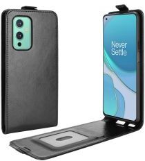 Geen OnePlus 9 Hoesje Verticale Flip Wallet Case Kunstleer Zwart