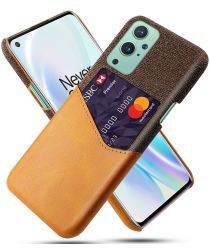 Geen OnePlus 9 Hoesje met Kaarthouder Back Cover Kunstleer Oranje