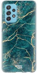 HappyCase Samsung Galaxy A52 / A52S Hoesje Flexibel TPU Aqua Marmer