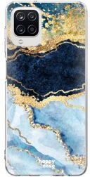 HappyCase Samsung Galaxy A12 Hoesje Flexibel TPU Blauw Marmer Print