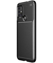 Geen Motorola Moto G10/G20/G30 Hoesje Siliconen Carbon TPU Back Cover Zwart