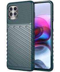 Geen Motorola Moto G100 Hoesje Twill Thunder Texture TPU Back Cover Groen