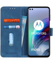 KHAZNEH Motorola Moto G100 Hoesje Retro Wallet Book Case Blauw