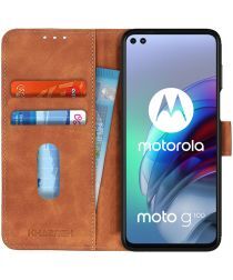 Khazneh Motorola Moto G100 Hoesje Retro Book Case Kunstleer Bruin