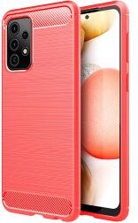 Geen Samsung Galaxy A52 / A52S Hoesje Geborsteld TPU Flexibele Back Cover Rood