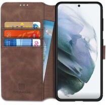 DG Ming Samsung Galaxy S21 Hoesje Retro Wallet Book Case Coffee