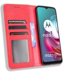 Geen Motorola Moto G10/G20/G30 Hoesje Vintage Portemonnee Book Case Rood