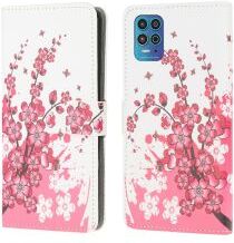 Geen Motorola Moto G100 Hoesje Wallet Book Case met Bloesem Print