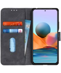 KHAZNEH Xiaomi Redmi Note 10 Pro Hoesje Retro Wallet Book Case Zwart