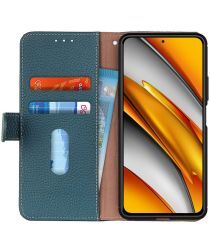 Geen Xiaomi Poco F3 / Mi 11i Hoesje Wallet Book Case Echt Leer Groen