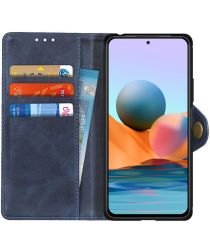 Geen Xiaomi Redmi Note 10 Pro Hoesje Wallet Book Case Kunstleer Blauw