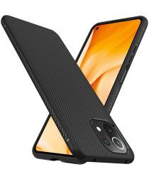 Geen Xiaomi Mi 11 Lite 4G / 5G Hoesje Twill Slim Textuur Back Cover Zwart