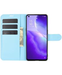 Geen Oppo Find X3 Lite / Reno5 Hoesje Wallet Book Case met Pasjes Blauw