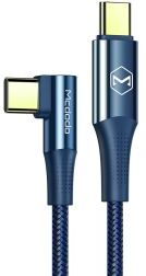 Geen Fast Charge 100W USB-C Snellaad Kabel 1.2 Meter met Haakse Hoek Blauw