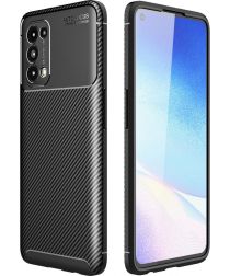 Selected by GSMpunt.nl Oppo Find X3 Lite / Reno5 Hoesje Siliconen Carbon TPU Back Cover Zwart