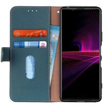 KHAZNEH Sony Xperia 1 III Hoesje Wallet Book Case Echt Leer Groen