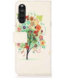 Geen Sony Xperia 10 III Hoesje Portemonnee Book Case met Boom Print