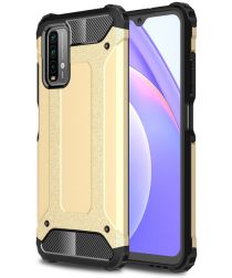 Geen Xiaomi Poco M3/Redmi 9T Hoesje Shock Proof Hybride Back Cover Goud