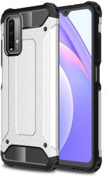 Geen Xiaomi Poco M3/Redmi 9T Hoesje Shock Proof Hybride Back Cover Zilver