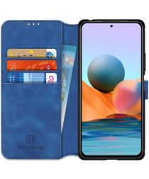 Geen Xiaomi Redmi Note 10 Pro Hoesje Retro Wallet Book Case Blauw