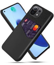 Geen Xiaomi Mi 11 Lite Hoesje met Kaarthouder Back Cover Kunstleer Zwart