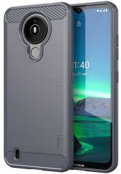 Geen Nokia 1.4 Hoesje Geborsteld TPU Flexibele Back Cover Grijs