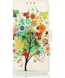 Geen Samsung Galaxy A22 5G Hoesje Portemonnee Book Case Flower Print