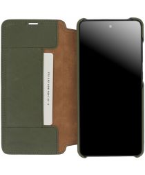 Minim Samsung Galaxy A52 / A52S Hoesje Echt Leer Book Case Groen