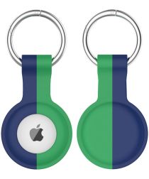 Geen Apple AirTag Sleutelhanger Siliconen Bescherm Hoes Blauw Groen Print