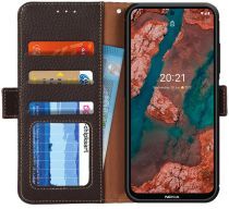 Khazneh Nokia X10 / X20 Hoesje RFID Wallet Book Case Echt Leer Bruin