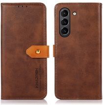 KHAZNEH Samsung Galaxy S21 FE Hoesje Retro Portemonnee Book Case Bruin