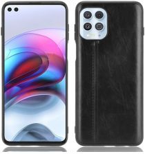 Geen Motorola Moto G100 Hoesje TPU Leren Litichi Textuur Back Cover Zwart