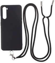 Geen OnePlus Nord Hoesje met Koord Back Cover Keycord Zwart