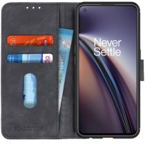 KHAZNEH OnePlus Nord CE 5G Hoesje Retro Wallet Book Case Zwart