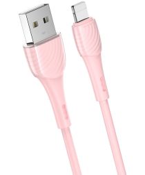 Hoco X49 Apple Lightning Kabel 2.4 AmpÃ¨re Met Strip 1 Meter Roze